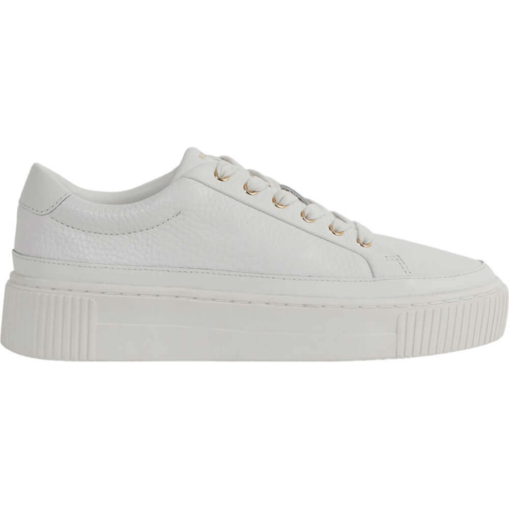 REISS LEANNE Grained Leather Platform Trainers